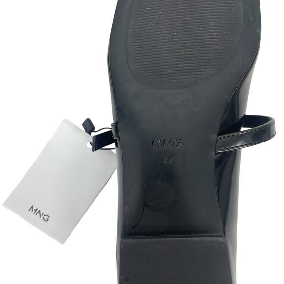 Mango Jewel Strap Glossy Mary Jane Ballet Flats Black Women Size 39/ 8.5 - Picture 11 of 13